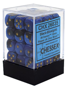 Chessex Gemini 36x12mm Dice Black-Blue with Gold